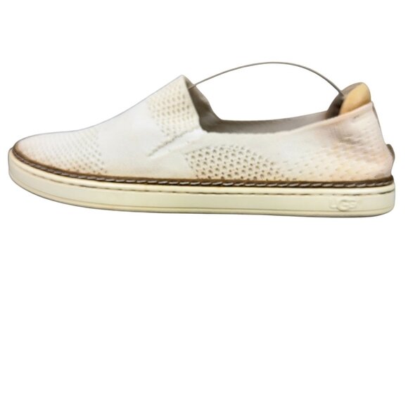 UGG Sammy Knit Slip-On Sneakers Womens Size 7 White Leather Flats - Picture 4 of 11